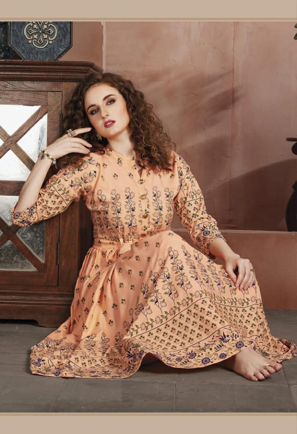 Kanasu Elegance 2 Heavy Rayon Gold Printed Designer Stylish Kurti Collection